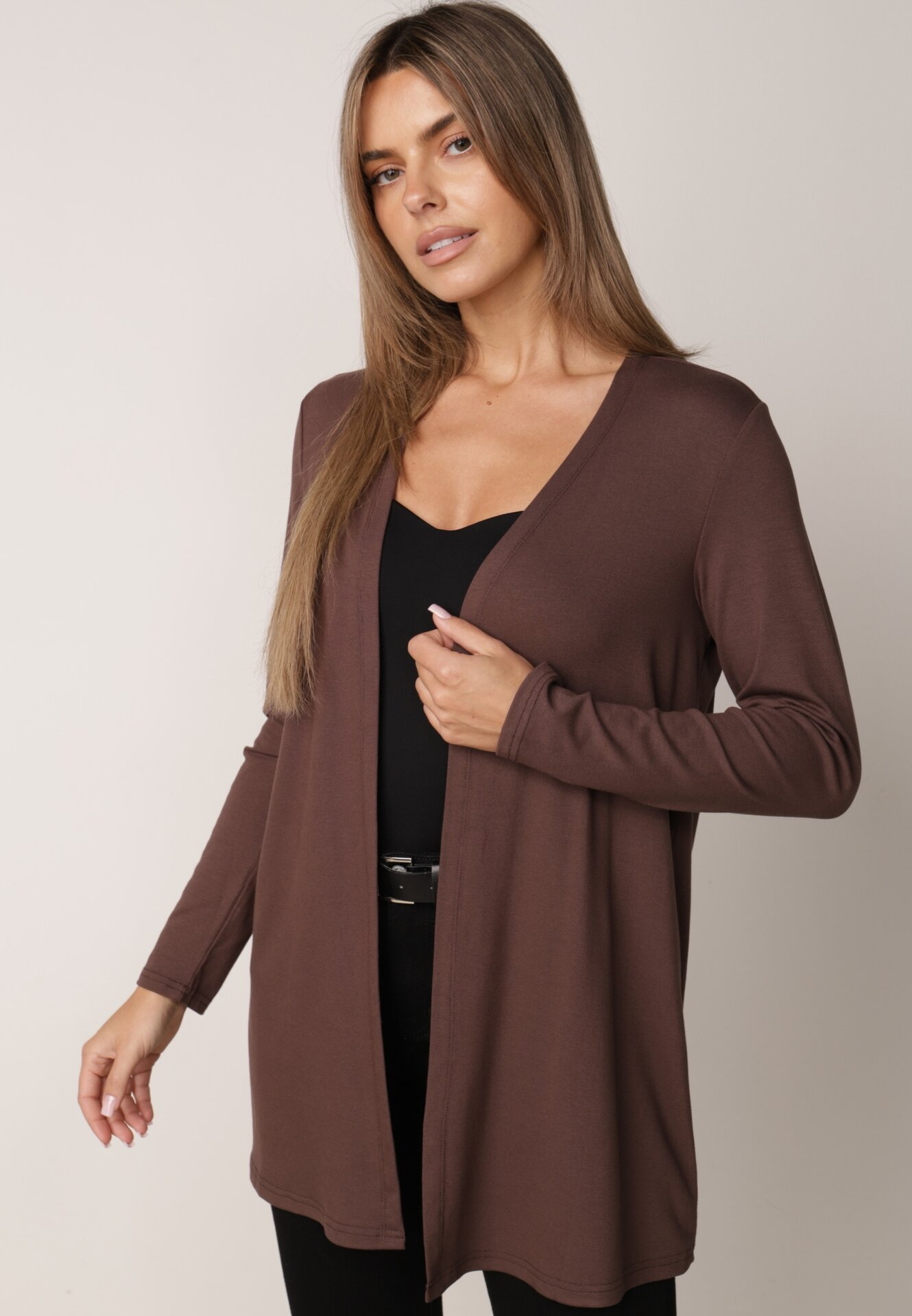Cardigan din bumbac fără închidere, cu croi minimalist Cilira Maro