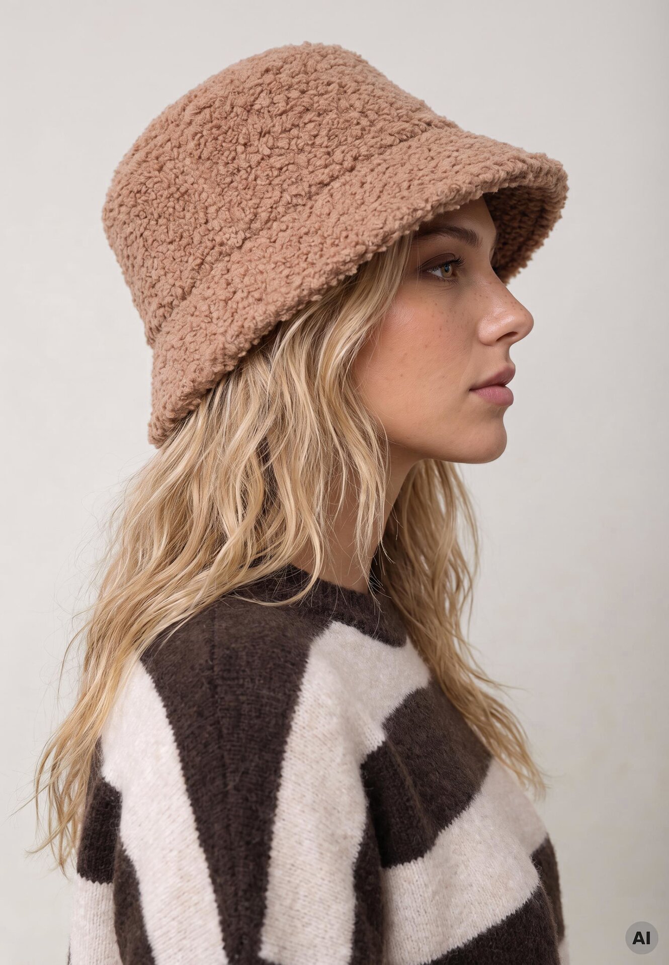 Pălărie bucket hat din tricot boucle Iverlea Maro