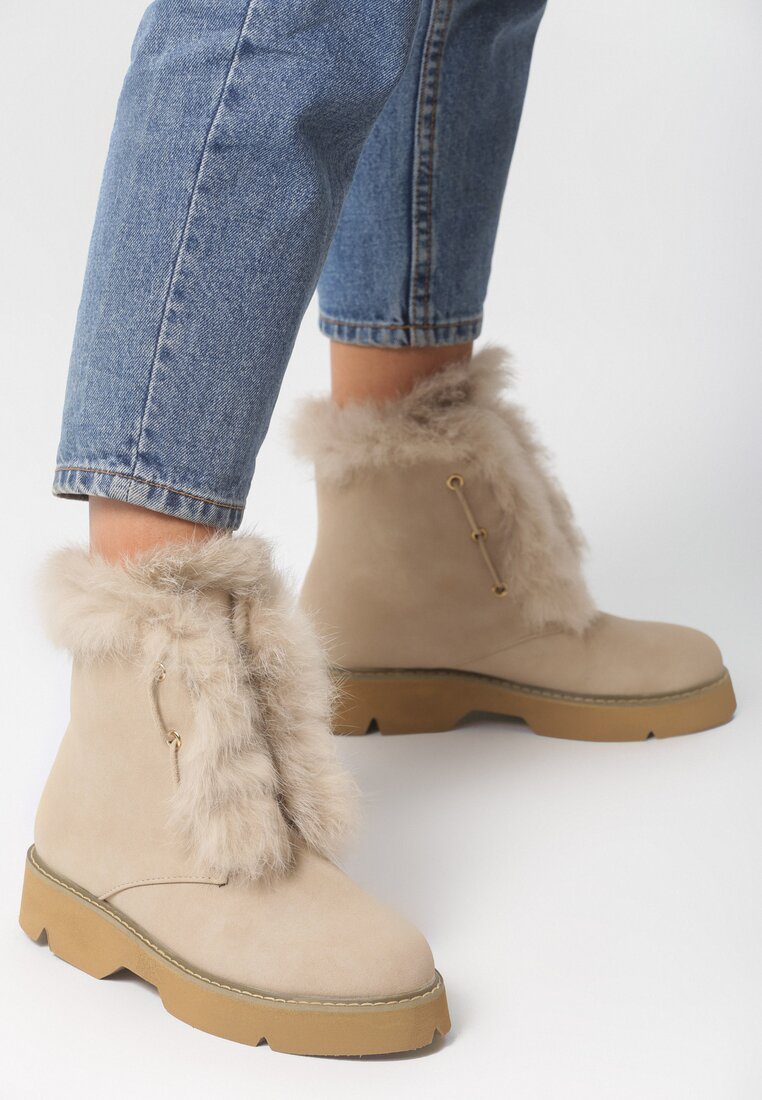 Бежевые ботинки женские зима