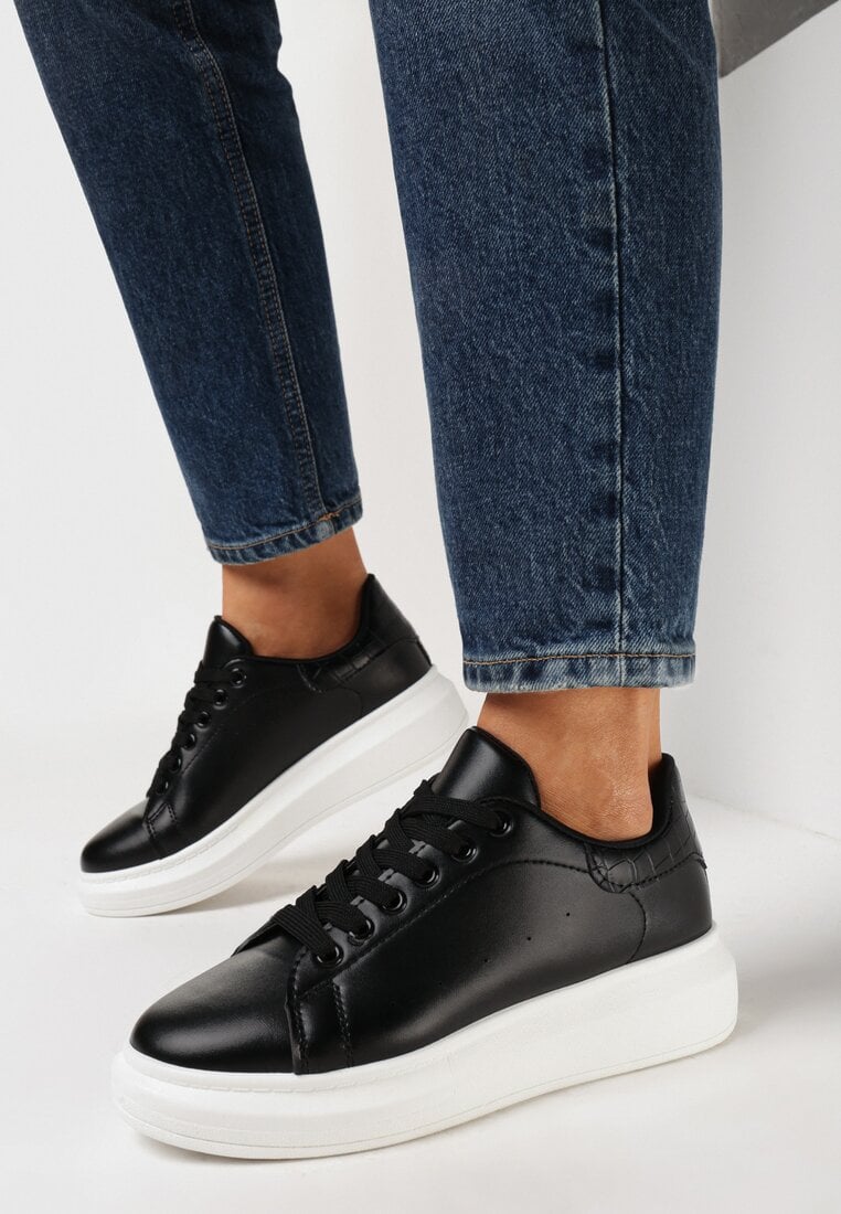 Adidași Negru-Alb pe Talpă Groasă Hypnotic