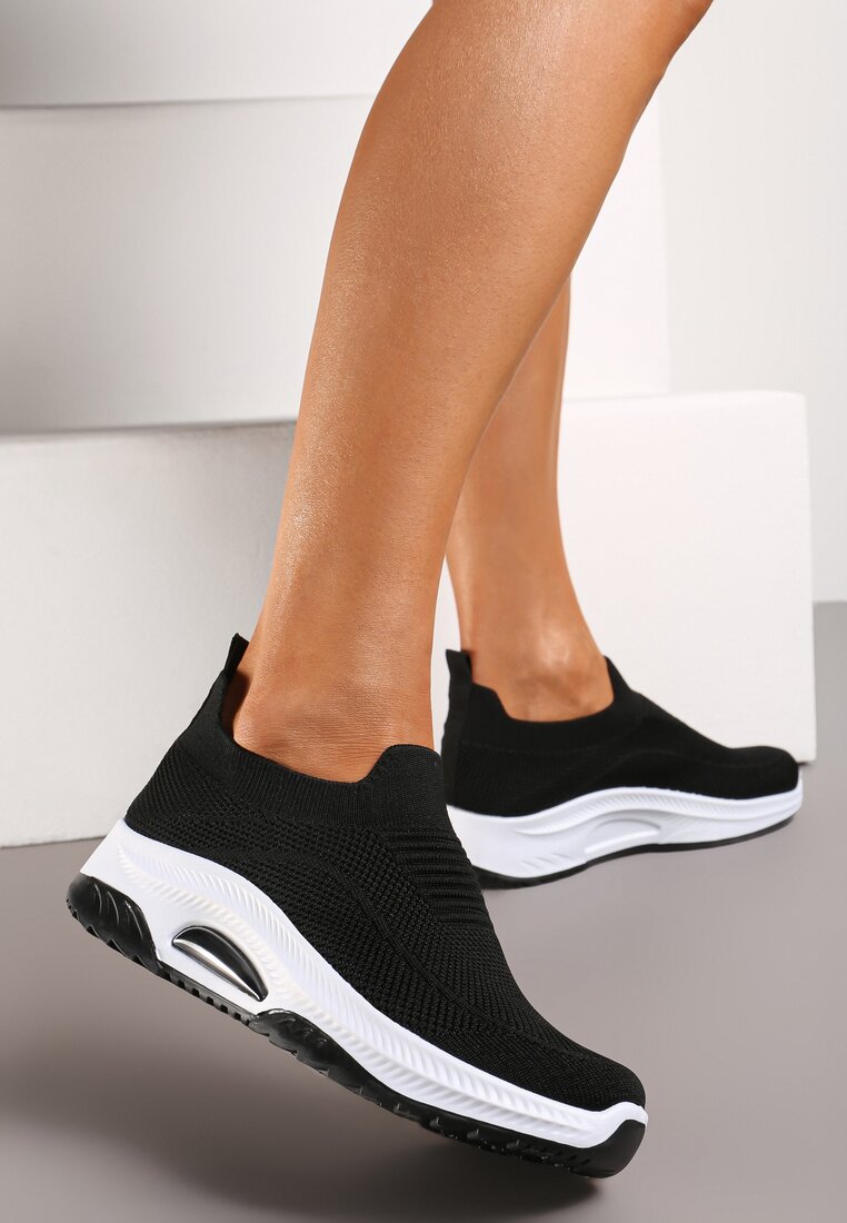 Pantofi Sport Negri Slip-on pe pană cu perforații Mellarina