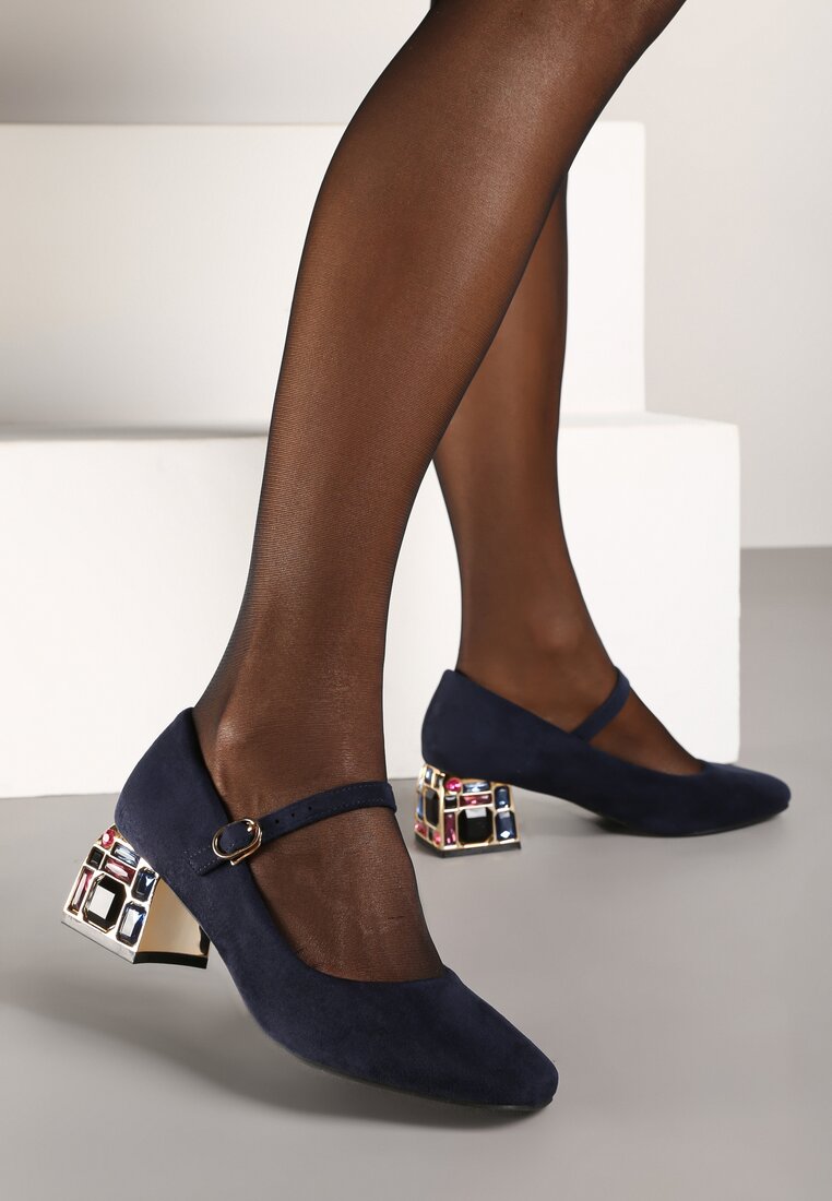 Pantofi cu toc Bleumarin