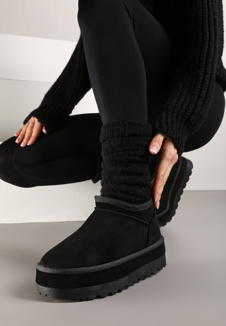 Cizme de zăpadă Negre Vices cu carâmb scurt Căptușite cu blană Grelfedi