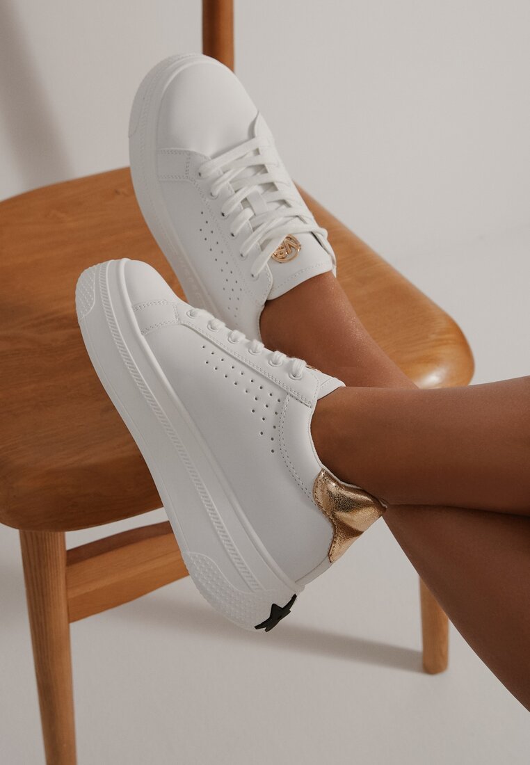Sneakers Alb cu auriu