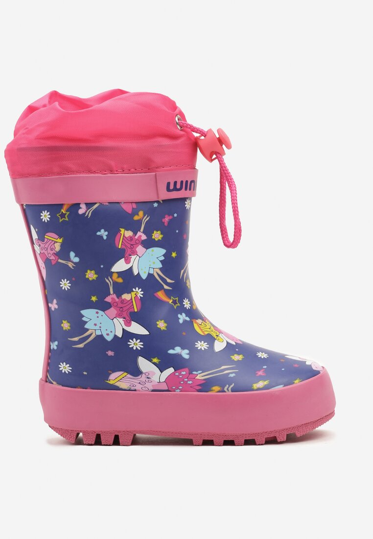 Cizme de cauciuc Bleumarin cu fucsia