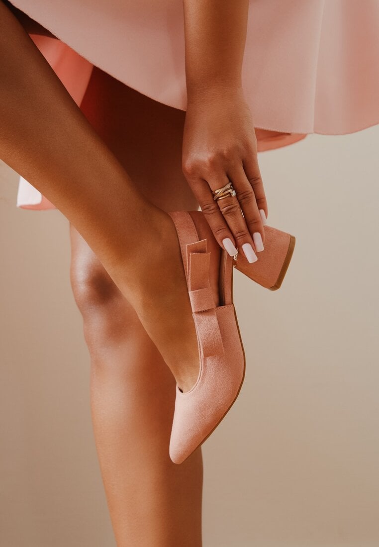 Sandale Roz Vices pe Toc cu Branț de Piele Fără Spate Vevazira