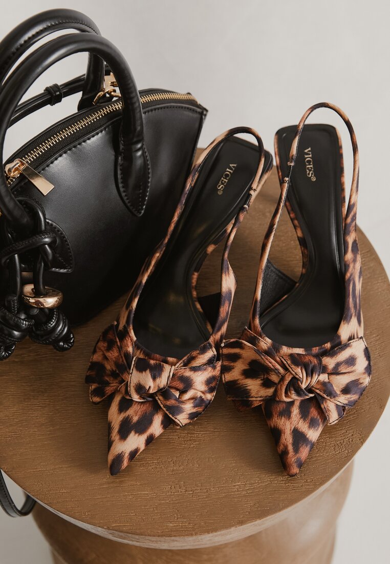 Sandale panterate Vices pe toc cui fără spate cu fundă Niliswena