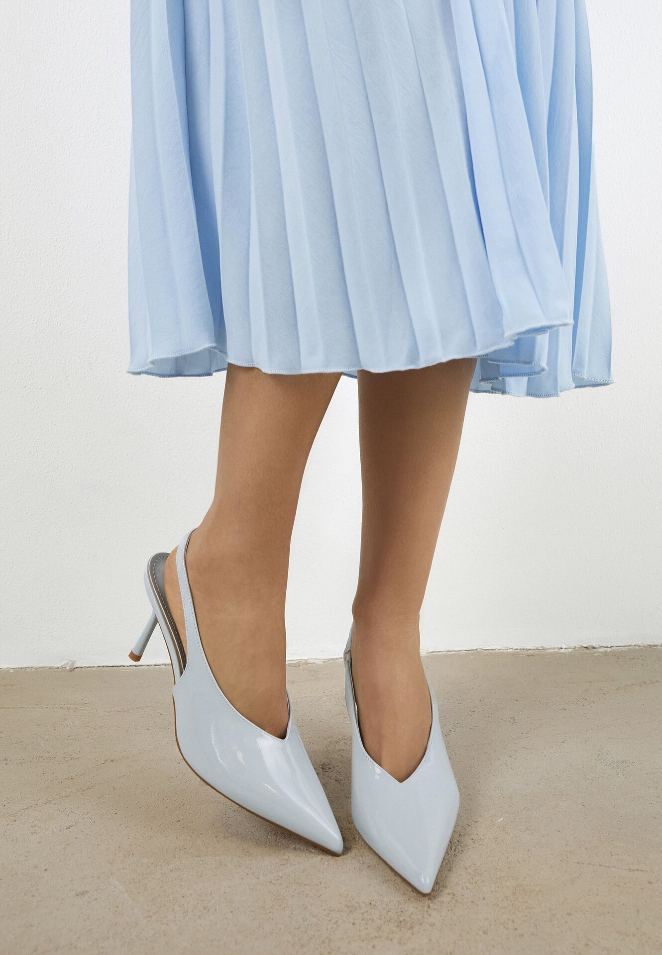 Sandale tip pantofi cu toc Albastre Vices cu toc cui cu vârf ascuțit Tillasia