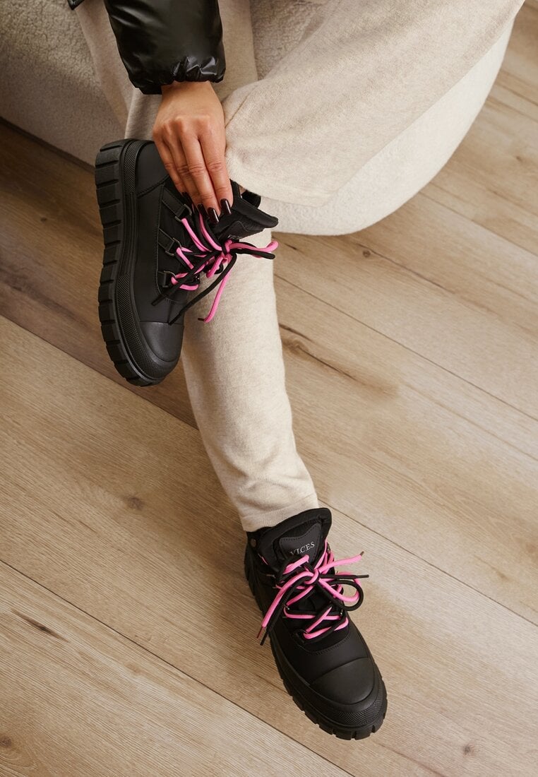 Cizme de zăpadă Negre Vices pe Talpă Groasă Embosată Anirrise