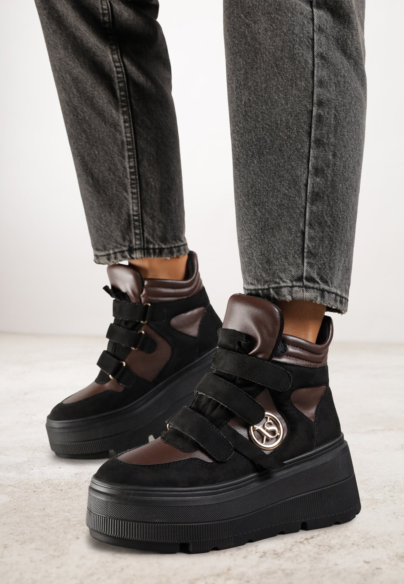 Botine Negru-Maro Vices Stil sneakers cu Platformă Afirriva