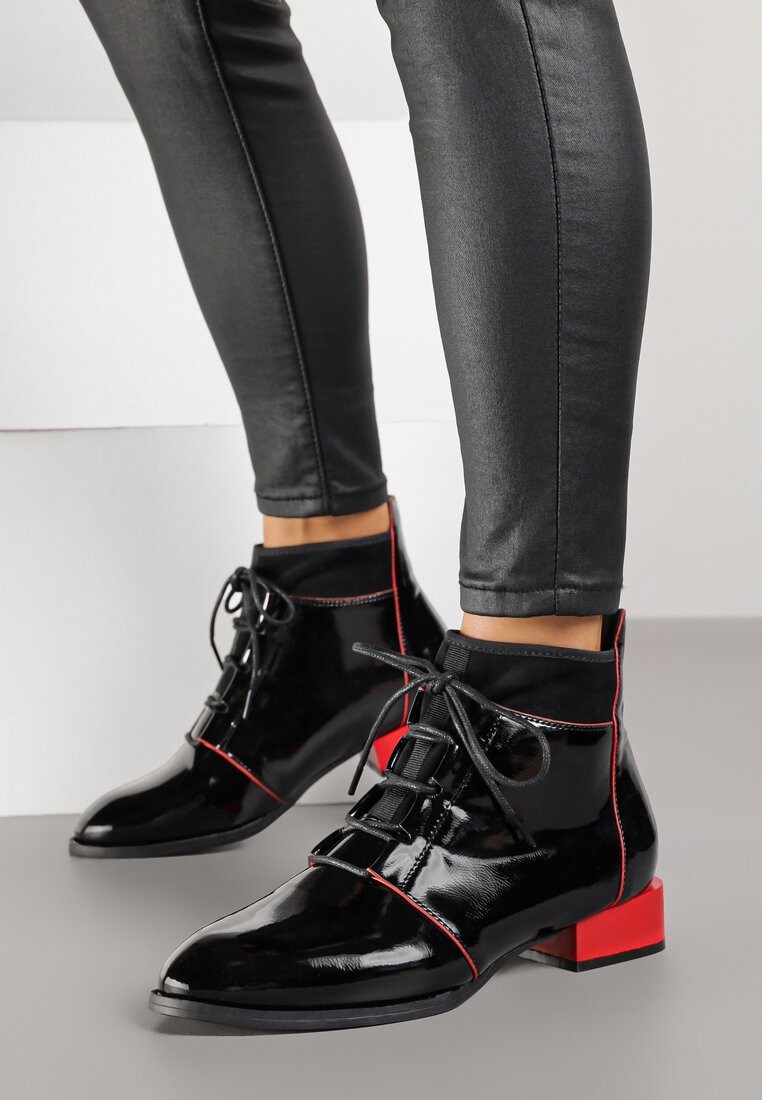 Botine Negru cu roșu