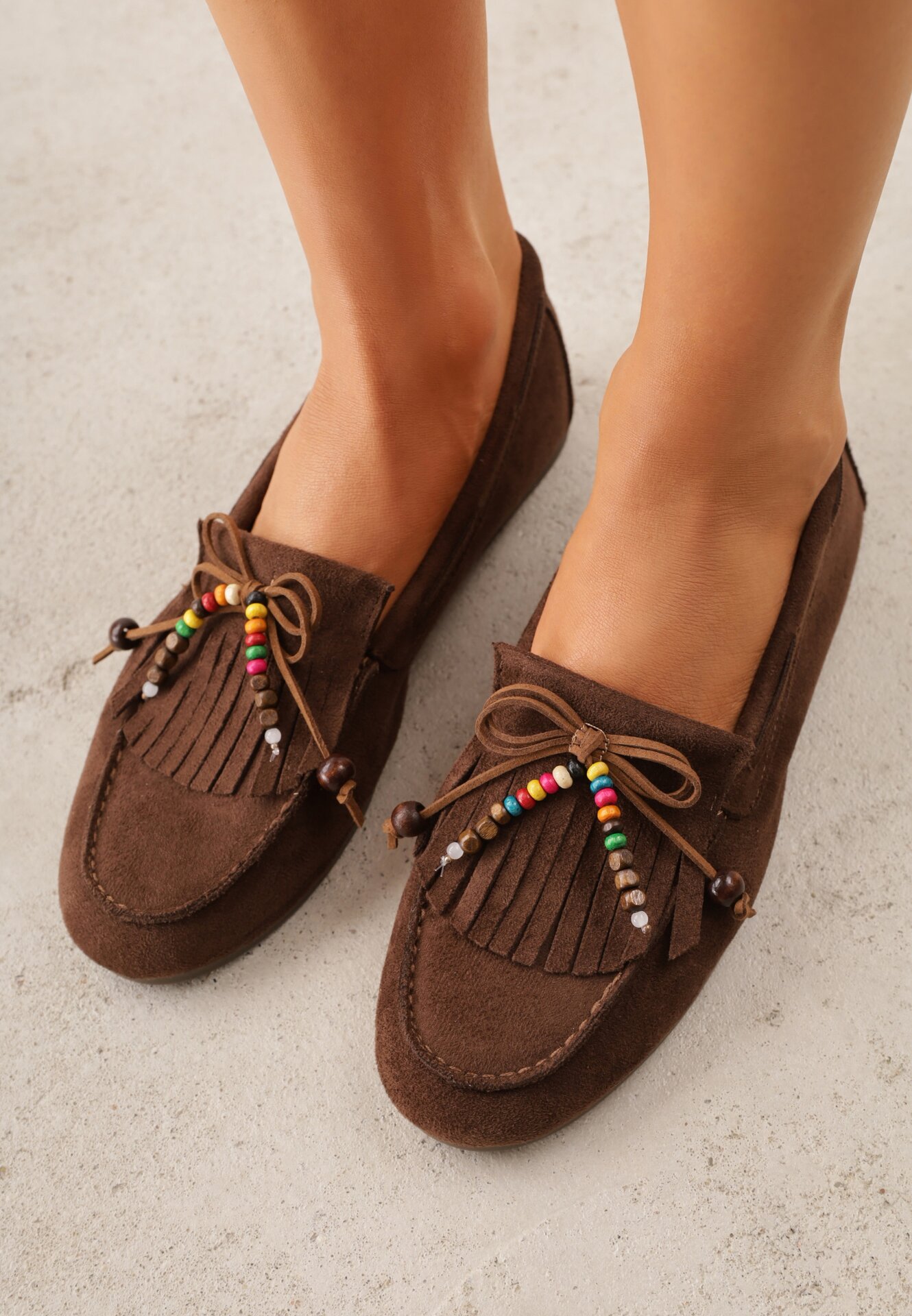 Mocasini Maro VICES cu Branț din Piele Naturală și Mărgele Decorative Neni