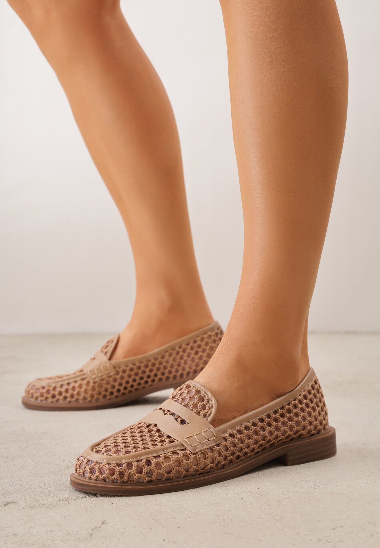 Mocasini Bej închis VICES din Plasă și Împletitură Asteorea