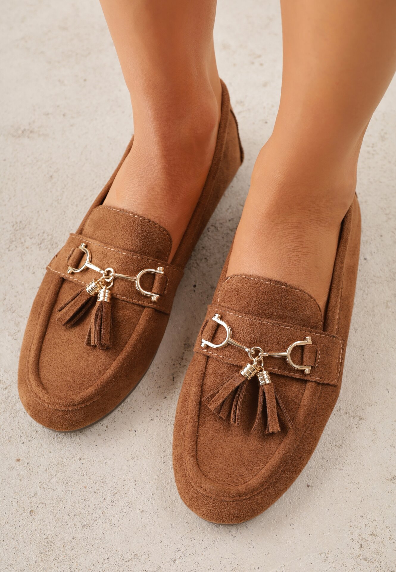 Mocasini Maro VICES cu Ciucuri Moderni din Imitație de Antilopă cu Brant din Piele Naturală Calirea