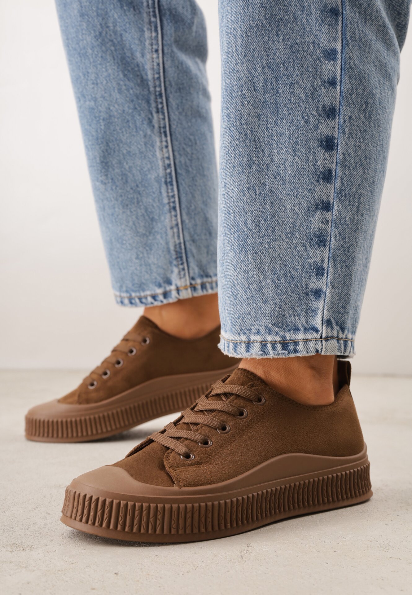 Adidași Maro din Imitație de Piele întoarsă cu Talpă Neregulată cu Striații Naranatea