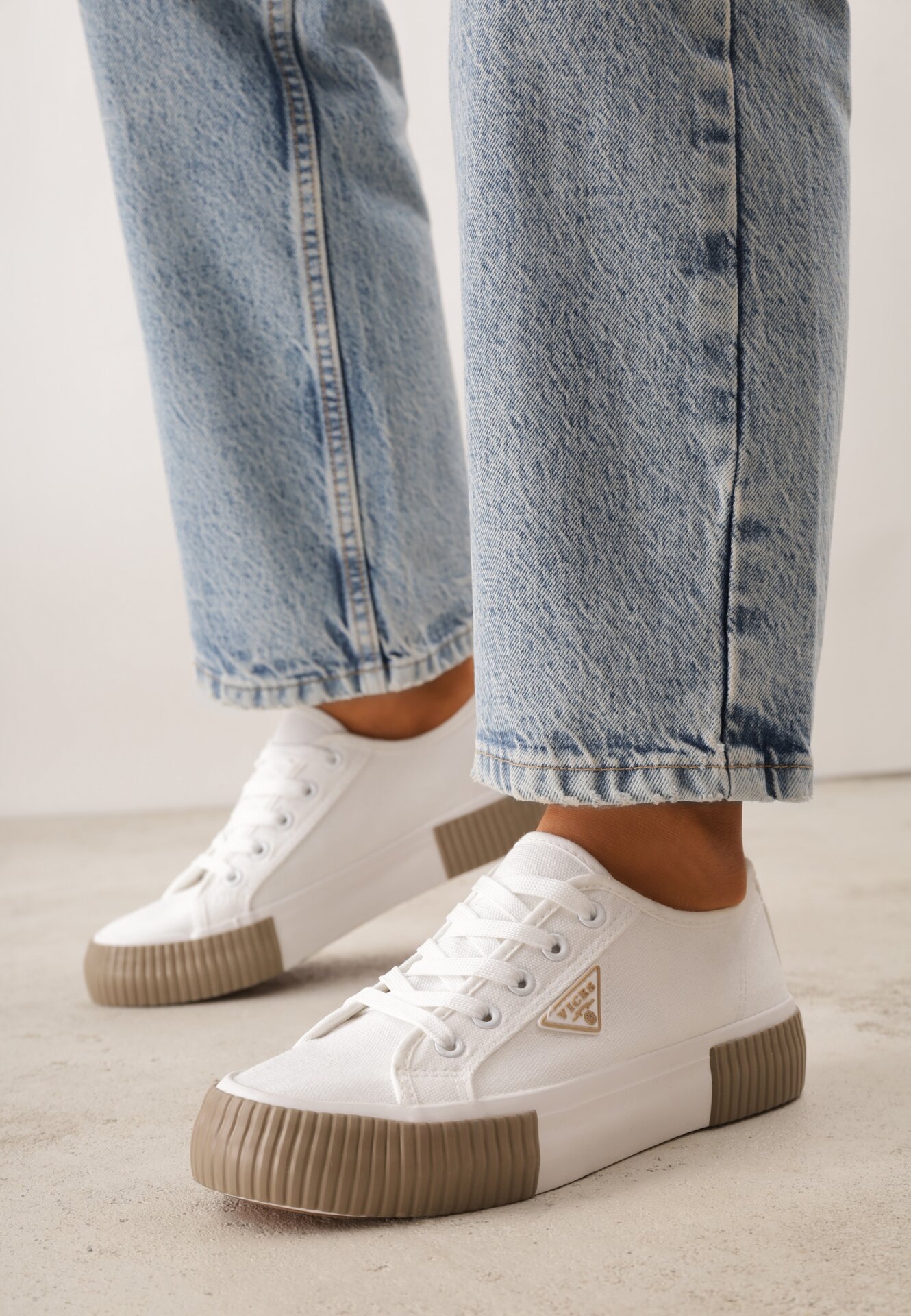 Teniși înalți Alb cu bej