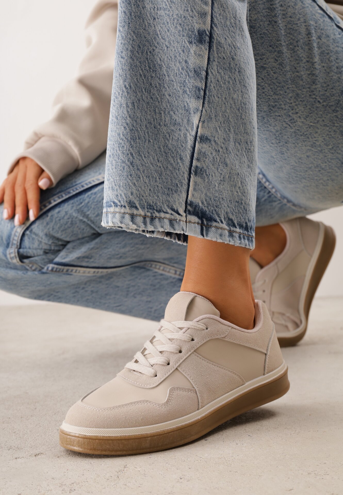 Sneakers Clasic cu inserții cu textură de nubuc VICES Kalianna Bej închis